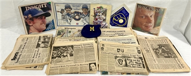 1960s-2000s Milwaukee Brewers, Green Bay Packers Newspapers, Yearbooks, Pennants & more (Lot of 125+)