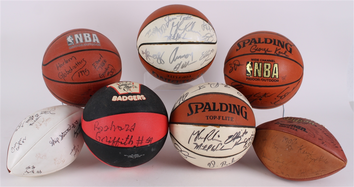 1990s Signed Basketball & Football Collection - Lot of 10