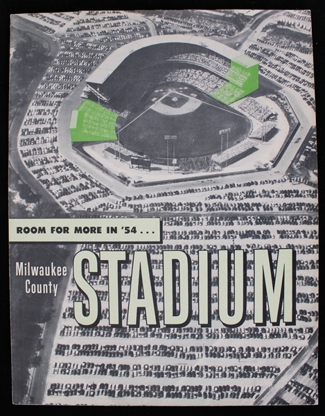 1954 Milwaukee Braves Milwaukee County Stadium Room For More in 54 Brochure 