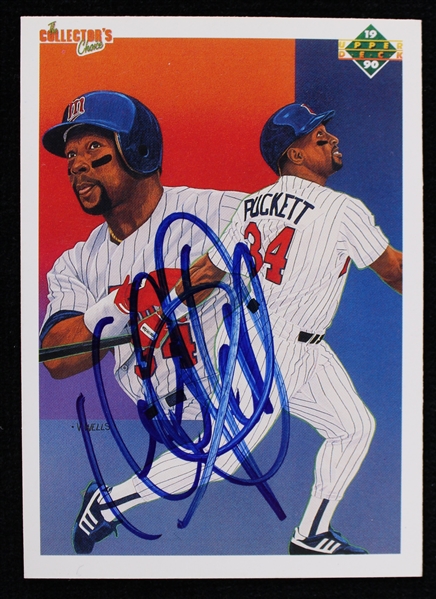 1990 Kirby Puckett Minnesota Twins Signed Upper Deck Checklist Trading Card (JSA)