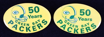 1969 Green Bay Packers 50 Years 2.75" Pinback Buttons - Lot of 2