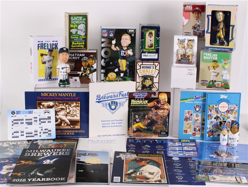 1990s-2025 Baseball and Football Bobbleheads, Magazines, Yearbooks & more (Lot of 45+)