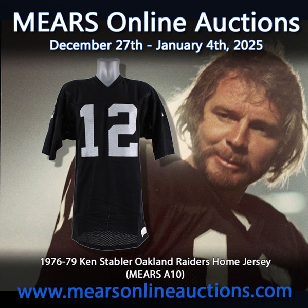 1976-79 Ken Stabler Oakland Raiders Home Jersey (MEARS A10)