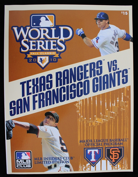 2010 San Francisco Giants Texas Ranger World Series Program