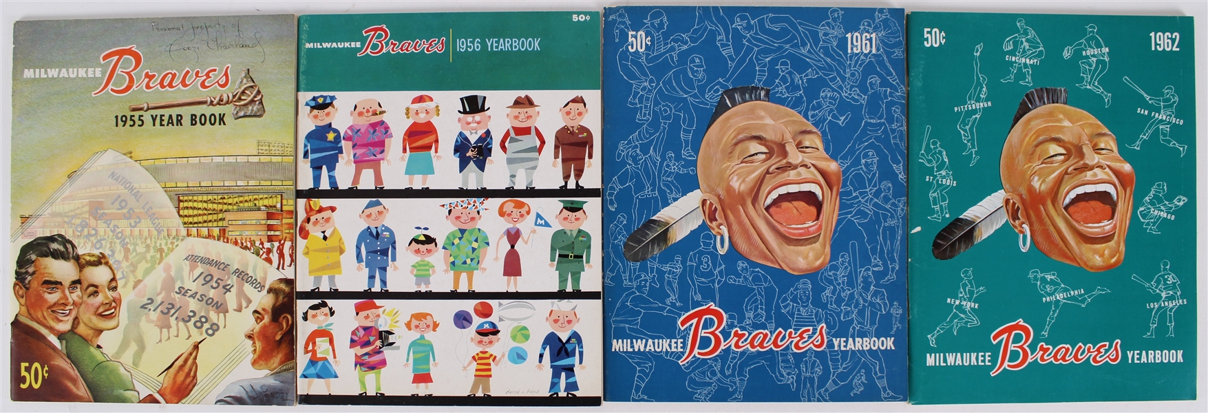 1955-62 Milwaukee Braves Team Yearbooks - Lot of 4