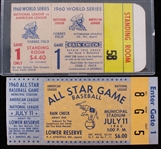 1960 Municipal Stadium All Star Game & Forbes Field World Series Game 1 Ticket Stubs - Lot of 2