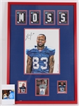 2006 Sinorice Moss New York Giants 22" x 32" Framed Display w/ Signed Trading Cards & Original Art (JSA)