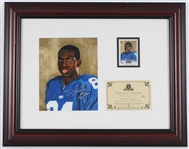 2002 Tim Carter NY Giants Signed Mike Schroeder Illustration w/ Card & 19x24 Frame (JSA)