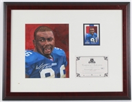 2003 William Joseph New York Giants 18" x 23" Framed Display w/ Signed Original Donruss Gridiron Kings Painting (JSA)