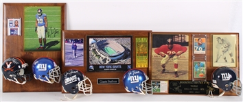 1950s-90s Roosevelt Brown, Chris Canty & more NY Giants Signed Mini Helmet, Photo 14x20 Plaques (Lot of 5)(JSA)