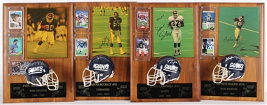 1984-1995 Stephen Baker, Marcus Buckley & more NY Giants Signed Mini Helmet, Photo 14x20 Plaques (Lot of 4)(JSA)