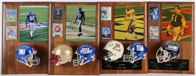 1989-2001 Glenn Parker, Bob Kratch & more NY Giants Signed Mini Helmet, Photo 14x20 Plaques (Lot of 4)(JSA)