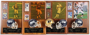 1989-2003 Michael Fox, Keith Hamilton & more NY Giants Signed Mini Helmet, Photo 14x20 Plaques (Lot of 4)(JSA)