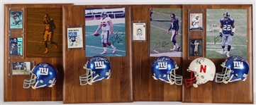 1990s Jason Whittle, Owen Pocham NY Giants & more Signed Mini Helmets, Photos w/ 14x20 Plaques (Lot of 4)(JSA)