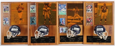 1992-1999 Roman Oben, Dave Brown & more NY Giants Signed Mini Helmet, Photo 14x20 Plaques (Lot of 4)(JSA) 