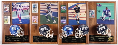 1996-2001 Conrad Hamilton, Dave Thomas & more NY Giants Signed Mini Helmet, Photo 14x20 Plaques (Lot of 4)(JSA) 