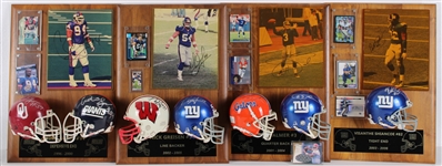 1996-2006 Nick Greisen, Visanthe Shiancoe & more NY Giants Signed Mini Helmet, Photo 14x20 Plaques (Lot of 4)(JSA) 