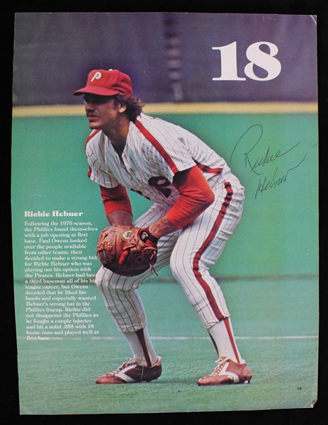 1977-1978 Richie Hebner Philadelphia Phillies Signed 8x10 Magazine Page (JSA) 