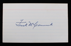 1934-1948 Frank McCormick Cincinnati Reds Signed Index Card (JSA)