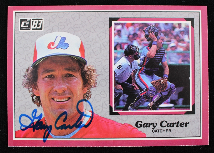 1983 Gary Carter Montreal Expos Signed 3.5x5 Donruss Card (JSA)