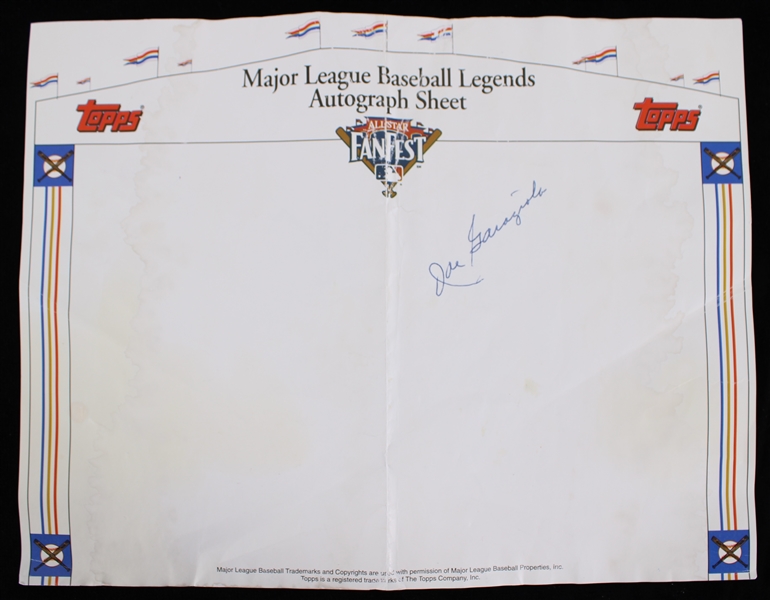 1990s Joe Garagiola Hall of Fame Broadcaster Signed Topps All Star Fan Fest Autograph Sheet (JSA)