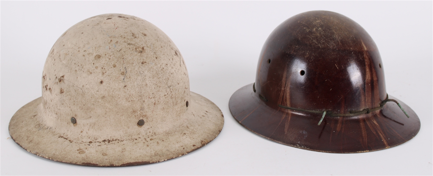 1940s WWII Era Pot Brimmed Helmets - Lot of 2