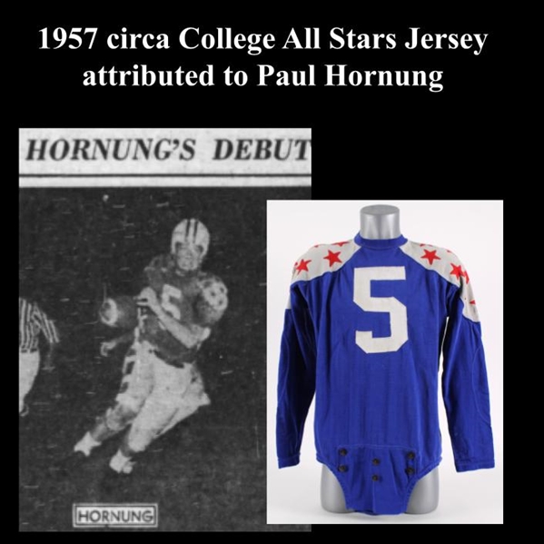 1957 circa College All Stars Jersey attributed to Paul Hornung (MEARS LOA)