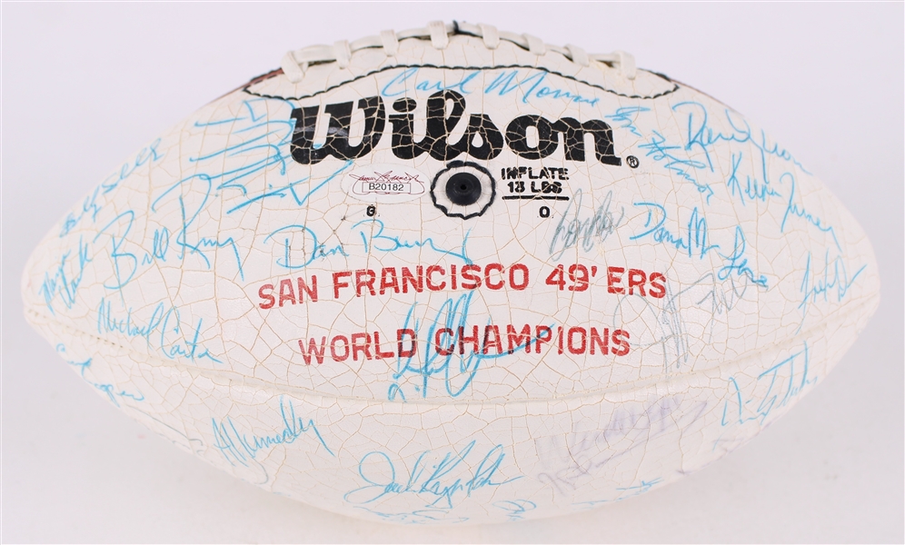1984 San Francisco 49ers Super Bowl XIX Champions Team Signed ONFL Rozelle Autograph Panel Football w/ 50 Signatures Including Joe Montana, Roger Craig, Dwight Clark & More (JSA)