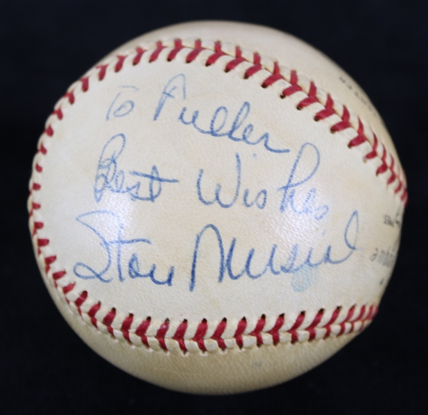 1958 Stan Musial George McBride Cardinals / Senators Dual Signed ONL Giles Baseball (JSA)