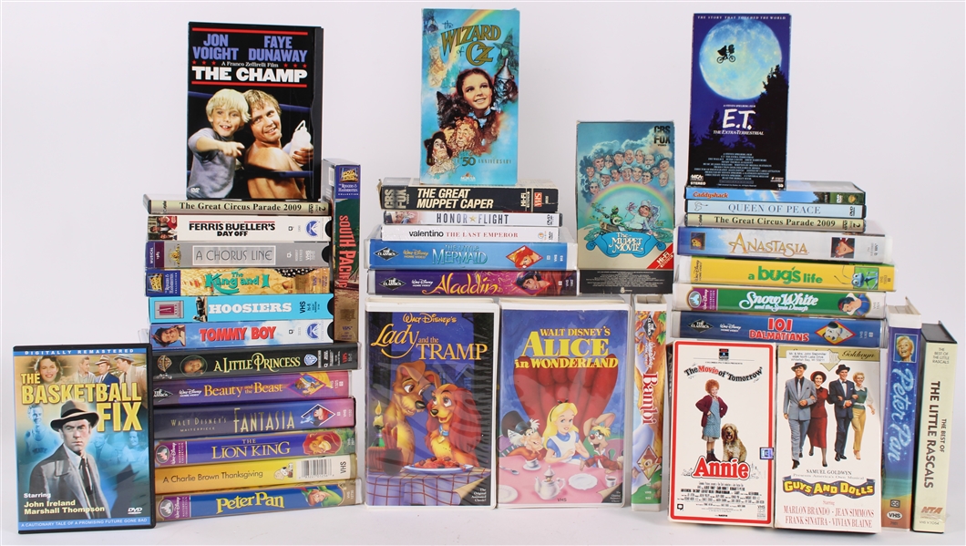 1980s-2000s VHS & DVD Collection Including Disney, The Wizard of Oz & more (Lot of 36)