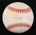 1993-94 Julia Ruth Stevens Daughter of Babe Ruth Signed OAL Brown Baseball (PSA/DNA)