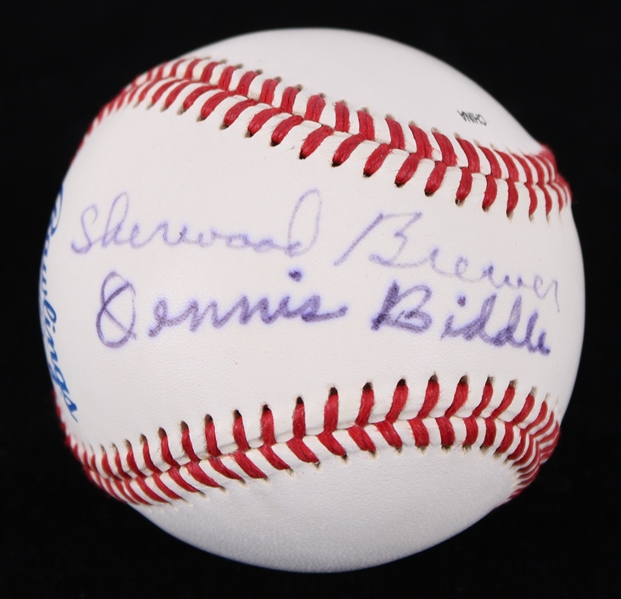 2000s Sherwood Brewer Dennis Biddle Negro Leagues Signed Baseball