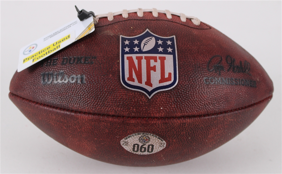 2022 Kenny Pickett Pittsburgh Steelers #060 First Ever Practice Used ONFL Goodell Football (MEARS LOA / Steelers COA)