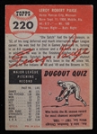 1953 Satchel Paige St. Louis Browns Topps #220 Rookie Baseball Trading Card