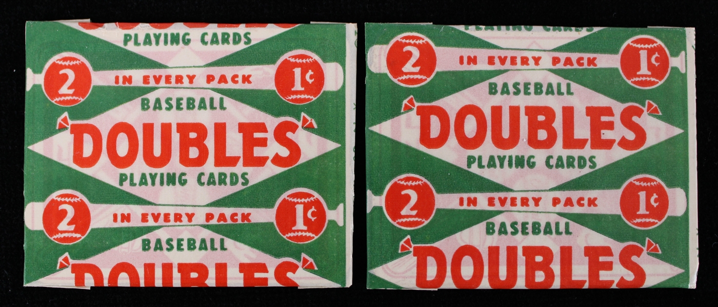 1951 Topps Doubles Baseball Playing Cards Unopened Wax Packs - Lot of 2