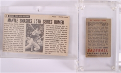 1951-2008 New York Yankees Memorabilia - Lot of 4 w/ Whitey Ford 1951 Bowman Rookie Card, Mickey Mantle 1964 Topps Giant Card, Vintage Nodder & Final Game at Yankee Stadium Framed Display