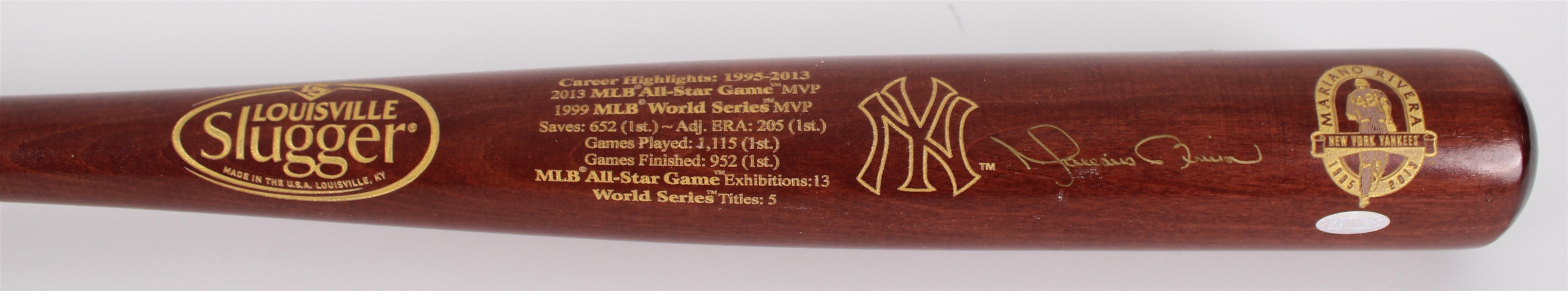 2013 Mariano Rivera New York Yankees Signed Louisville Slugger Career Accomplishments Bat (Steiner) 49/652