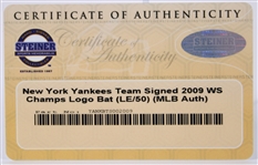 2009 World Series Champion New York Yankees Team Signed Louisville Slugger Bat w/ 25 Signatures Including Mariano Rivera, Derek Jeter & More (Steiner / MLB Hologram) 35/50