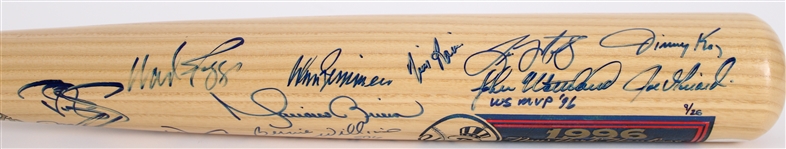1996 World Series Champion New York Yankees Team Signed Cooperstown Bat Co. Commemorative Bat w/ 25 Signatures Including Mariano Rivera, Derek Jeter, Joe Torre & More (Steiner) 9/26
