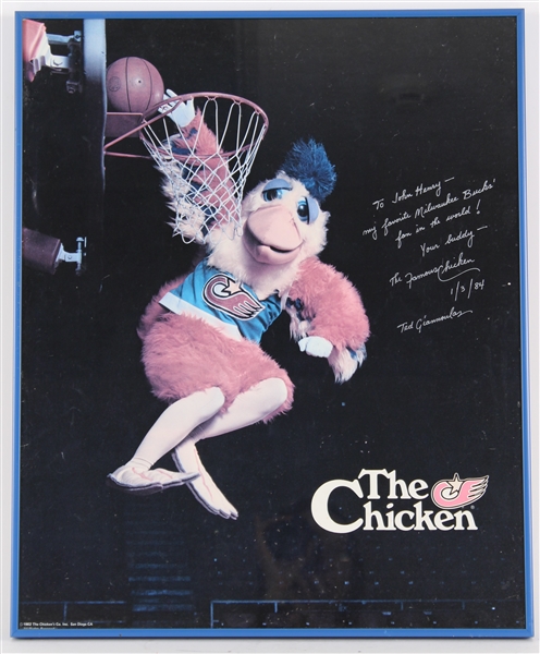 1984 The Famous Chicken Signed & Inscribed 18" x 22" Framed Photo 
