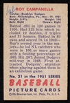 1951 Roy Campanella Brooklyn Dodgers Bowman #31 Baseball Trading Card