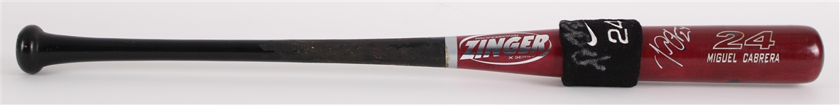 2004-07 Miguel Cabrera Florida Marlins Signed Zinger Professional Model Game Used Bat + Nike Wrist Band (MEARS A7 / JSA)