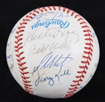 1985-89 Multi Signed OAL Brown Baseball w/ 17 Signatures Including Al Kaline, George Kell & More