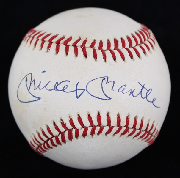 1985-89 Mickey Mantle New York Yankees Signed OAL Brown Baseball (JSA)