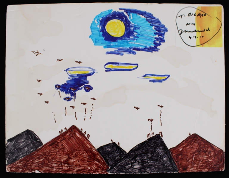 1990s Muhammad Ali 13"x17" Original Art "Bombing the People of Afghanistan" (PSA Full Letter/LOA James "Big Red" Mouran"