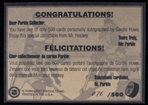 1995 Gordie Howe Detroit Red Wings Signed Parkhurst Hockey Trading Card (JSA) 076/500