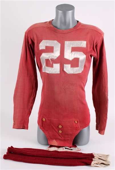 1946 Jack Wink Wisconsin Badgers Game Worn Football Jersey & Socks (MEARS LOA)