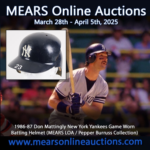 1986-87 Don Mattingly New York Yankees Game Worn Batting Helmet (MEARS LOA / Pepper Burruss Collection)