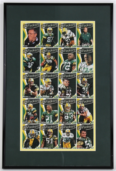 1998 Ron Wolf, Robert Brooks, LeRoy Butler & more GB Packers Signed 15x23 Framed Uncut Card Sheet (JSA/Pepper Burruss Collection)