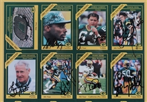1991 Sterling Sharpe, Lindy Infante, Perry Kemp & more GB Packers Signed 15x22 Framed Uncut Card Sheet (JSA/ Pepper Burruss Collection)
